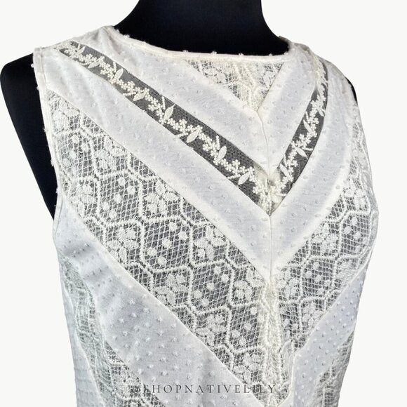 NWT Meadow Rue Anthropologie Lace Peplum Sleeveless Top | Sz Medium | White - Picture 10 of 14